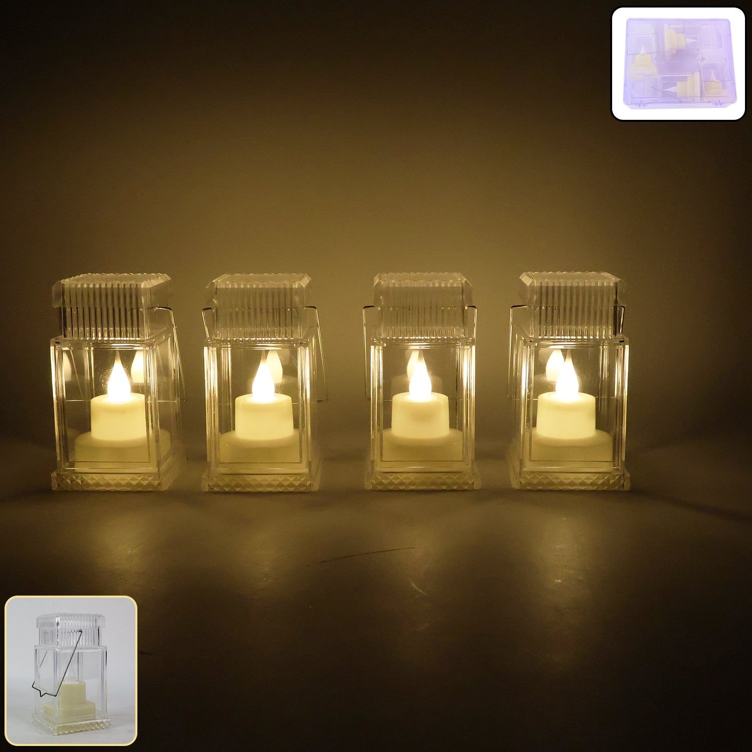 LED Flameless Lantern Style Decorative Candles (4 Pc)