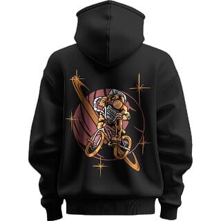 BULL CLOTHING Men's Galactic Rider Black Hoodie  Soft  Durable 280 GSM Fleece  Perfect for Comfort and Style (L)