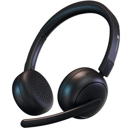 Portronics Muffs A3 Upto 50 Hours Playtime, Bluetooth Version 6.0, Adjustable Headband, Type C Fast Charging - Black