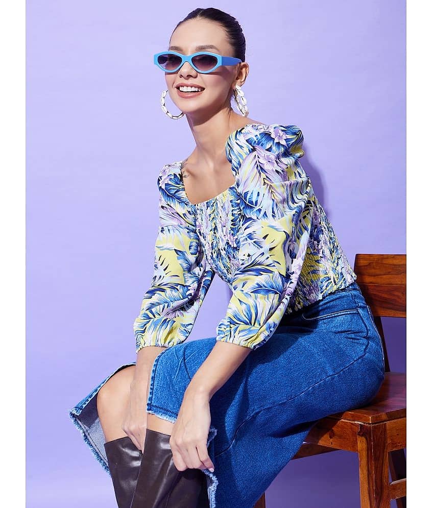 StyleStone Women's Polyester Crop Top ( Blue )