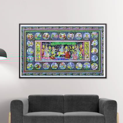 Patta Painting of Krishna Leela along with Vishnu Dasavatara Patta Painting of Krishna Leela along with Vishnu Dasavatara