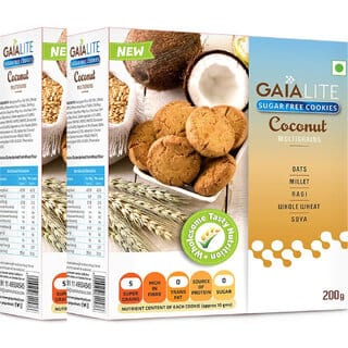 GAIA Lite Sugarfree Coconut Cookies Cookies Biscuit (2 x 200 g)