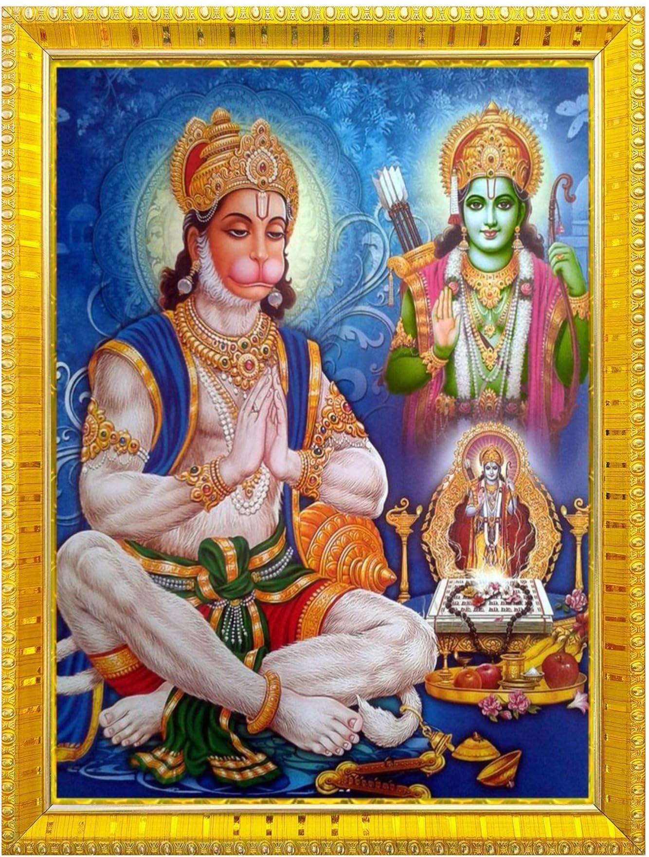 NOKKES Hanuman Bajrangbali Hanumanji Maruti Golden 5X7 Inch Photo Frame_AQW41