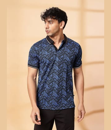 Rigo Pack of 1 Polyester Regular Fit Printed Half Sleeves Men's Polo T Shirt ( Blue )
