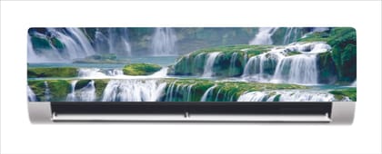 DreamKraft Beautiful Nature with Waterfall AC Sticker (Multicolor PVC Vinyl, 30cm X 91cm)