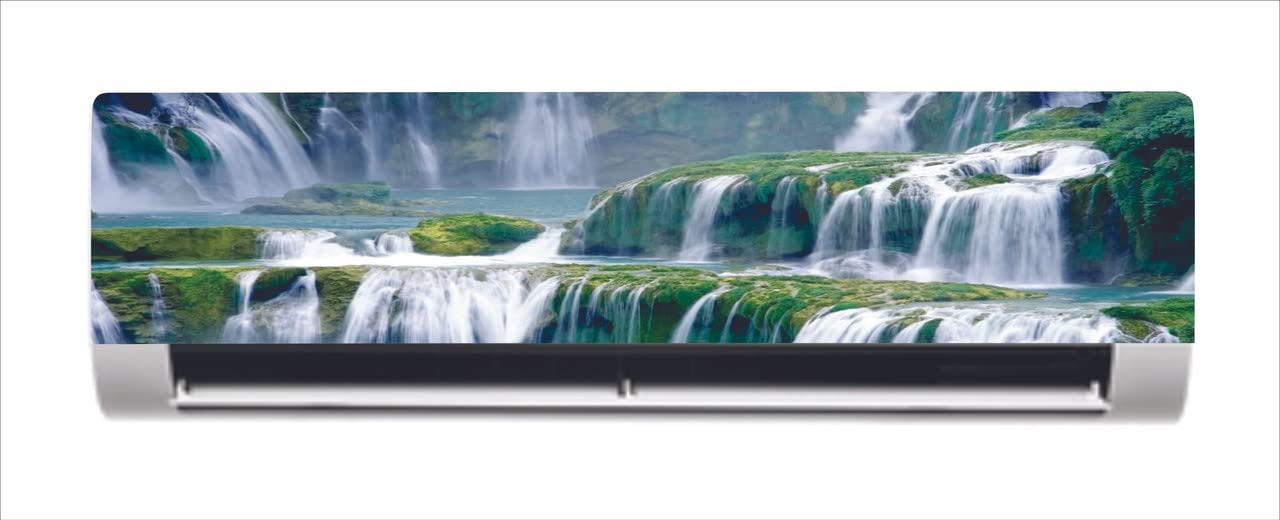 DreamKraft Beautiful Nature with Waterfall AC Sticker (Multicolor PVC Vinyl, 30cm X 91cm)