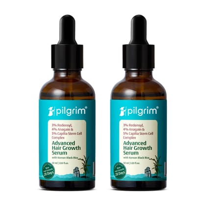 Pilgrim Redensyl 3% + Anagain 4% + 5% Capilia Stem Advanced Hair Growth Serum - 50 ml (Pack of 2) With Rosemary, Controls Hair Fall, Stimulates Hair Growth, Increase Hair Density | For Women & Men Pilgrim Redensyl 3% + Anagain 4% + 5% Capilia Stem Advanc
