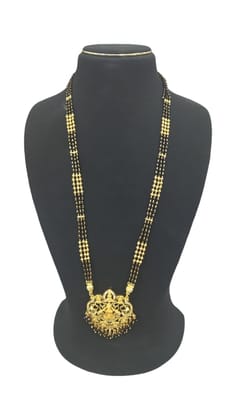 Gold Plated Traditional Long Haram Necklace with Pendant for Women