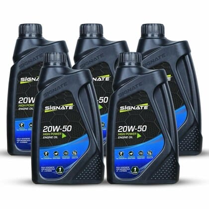 Signate 20W50 New - API SM Technosynthese High Performance Semi Synthetic Engine Oil for Bikes High Performance Engine Oil (1 L, Pack of 5)