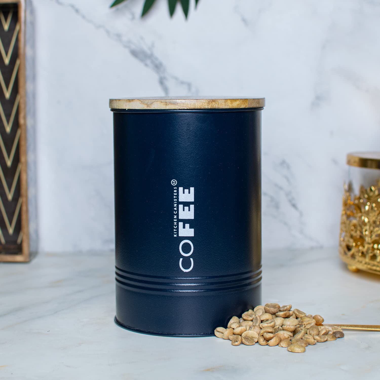 Craftlayout TIN Coffee Canister, Blue 900 Ml