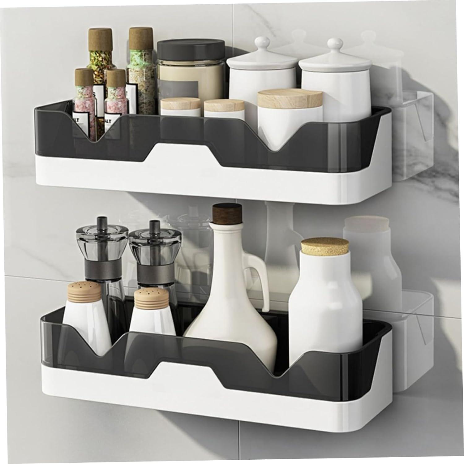 Panchhi Store Bathroom Organiser Without Drill Wall Mounted Self Adhesive Bathroom Organiser Space Saving Wall Shelf Without Drilling Kitchen Racks and Shelves with Stickers PACK OF 2