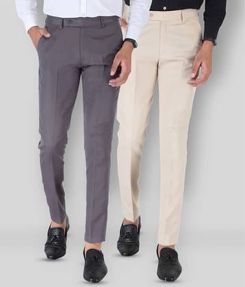 SREY - Grey Polycotton Slim - Fit Men's Chinos ( Pack of 2 )