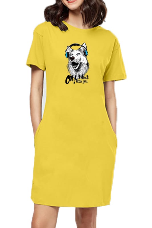 T-shirt Dress With Pockets - Howl You Doing? (4 Colours) (Slim Fit)
