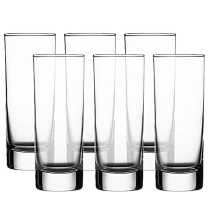 Premium Crystal Juice and Water Glasses | 220 ML | Set of 6 | Long Elegant Drinking Tumbler | Stylish Round Highball Glass for Cocktails, Mocktail |