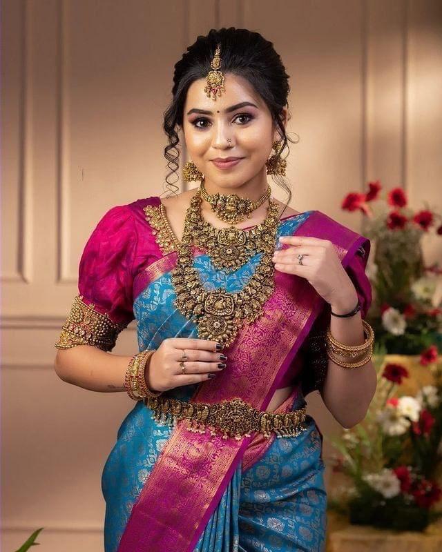 Zari Work Silk Saree With Blouse Piece