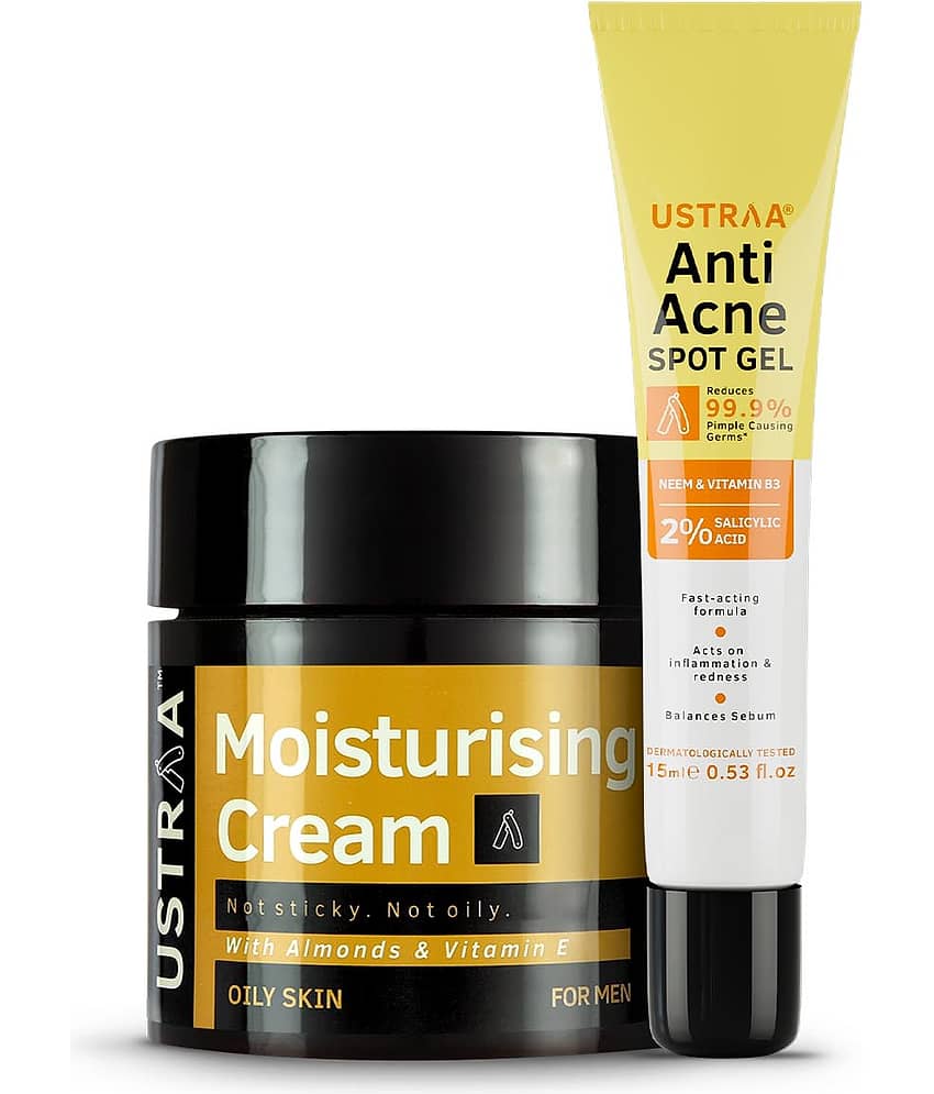 Ustraa Anti Acne Spot Gel - 15ml & Moisturising Cream Oily Skin - 100g