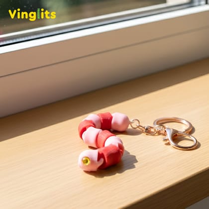 Vinglits Bugsy & Scaly 3D Printed Keychains – Articulated Animal Toys, Pocket-Friendly Keyrings, Stress Relief Desk Toys for Kids & Adults, Collectible Accessories (Worm - Jumpy, Medium)