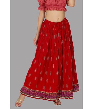 FABRR Maroon Cotton Women's A-Line Skirt ( Pack of 1 )