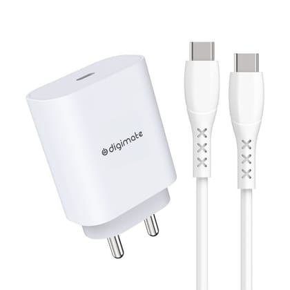 Digimate 25W Type- C to C Charger with 3Amp Cable Compatible with Samsung (Charger & Cable, White) Digimate 25W Type- C to C Charger with 3Amp Cable Compatible with Samsung (Charger & Cable, White)