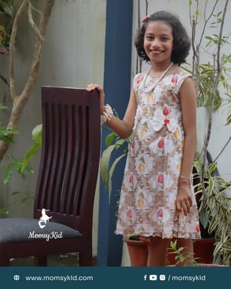 Tulip Whisper - Floral Net Butta Cotton sleeveless Dress for girls Tulip Whisper - Floral Net Butta Cotton sleeveless Dress for girls