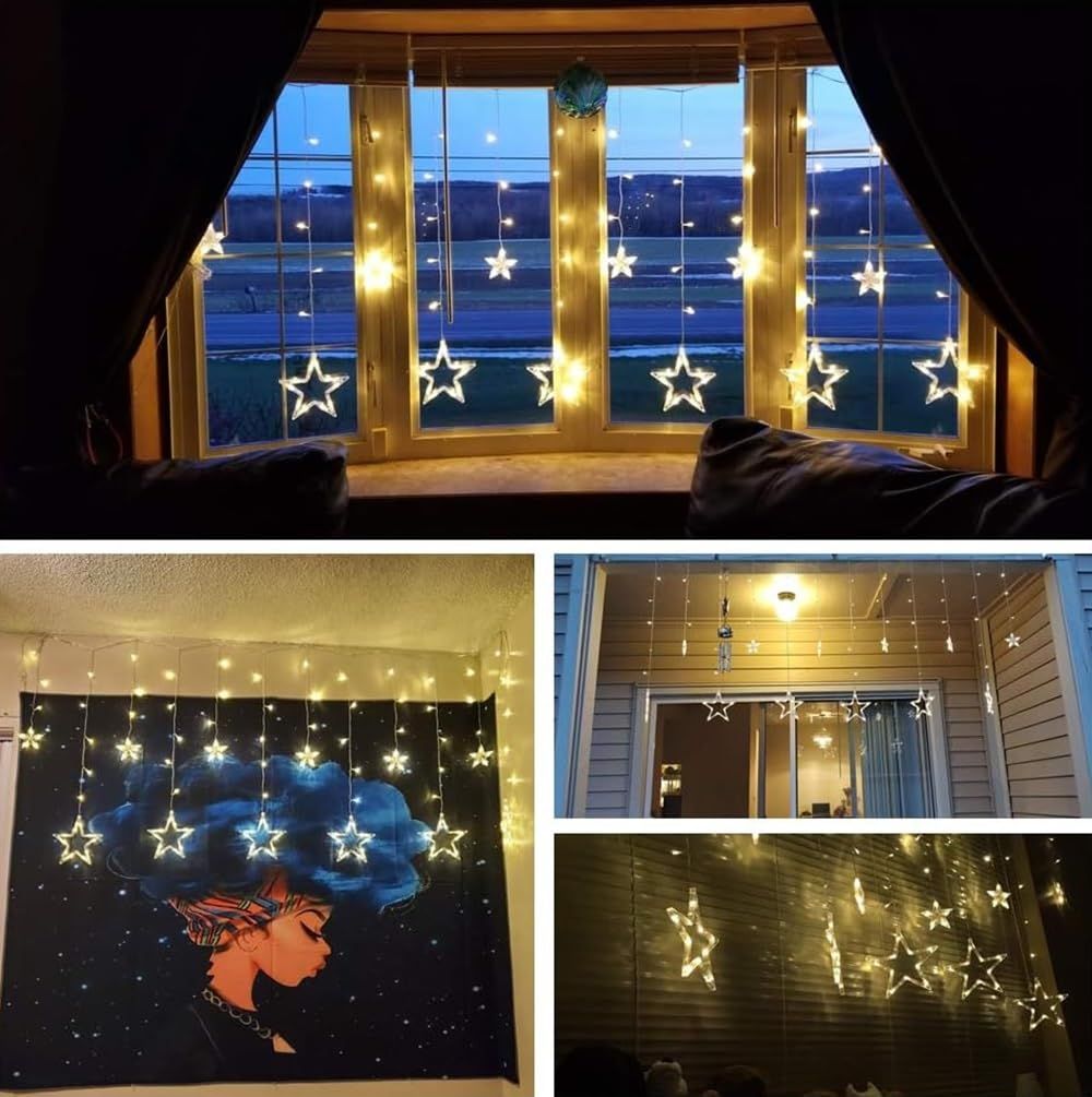 10 Star Curtain String Decorative Led Lights with 8 Mode for Diwali Christmas Wedding Party 5+5 STAR LIGHT