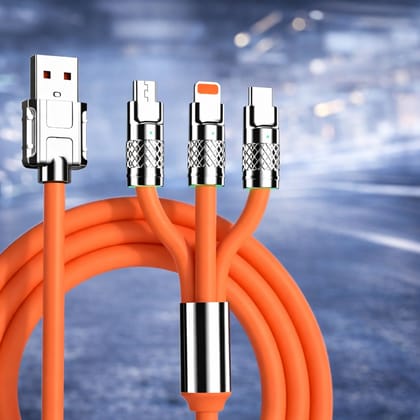 3-in-1 Fast Charging Retractable Data Cable | USB Type-C | Lightning | Micro-USB | Universal Compatibility | AmpX2 | Assorted Colours