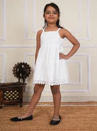 100% Cottton Embroidered western wear Dress with 100% Cotton Lining With Strap