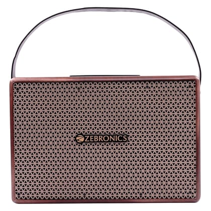 ZEBRONICS SARGAM 20 Watts Portable Wireless Bluetooth Speaker with Retro Design, 3.5mm Mic Port, Karaoke, Dual Drivers, USB, FM Radio, Built-in Rechargeable Battery ZEBRONICS SARGAM 20 Watts Portable Wireless Bluetooth Speaker with Retro Design, 3.5mm Mi