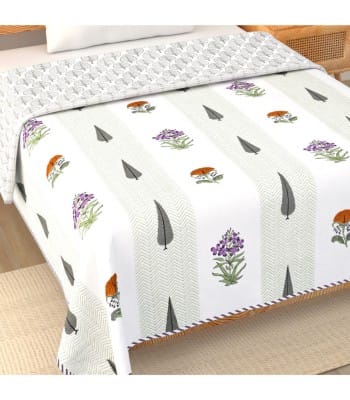 Tropi Premium Block Print MulMul Dohar Series 400 TC Cotton | Single Bed Tropi Premium Block Print MulMul Dohar Series 400 TC Cotton | Single Bed