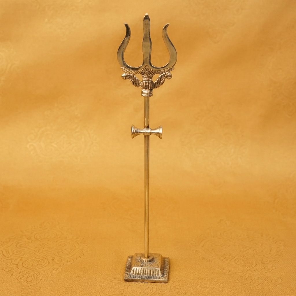 Brass Trishul No. 4, Height : 14 Inch (ZMAS138 F)