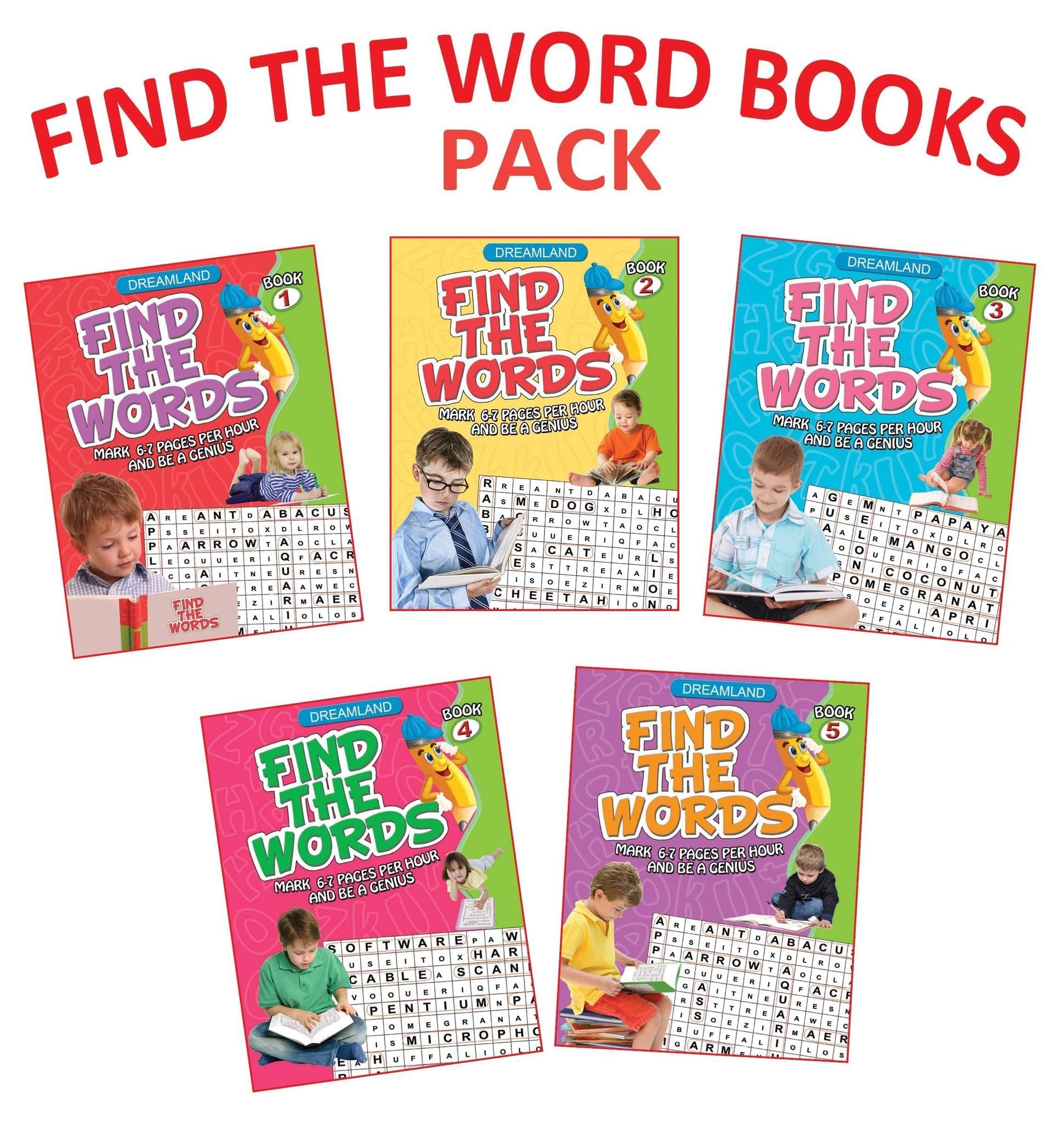 Find the Words Activity 5 Books Pack for Children Age 3 - 7 Years - With Right Amount of Words on Various Topics, 160 Pages [Paperback] Dreamland Publications