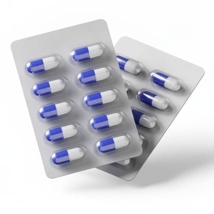 Blue and White Health Capsules