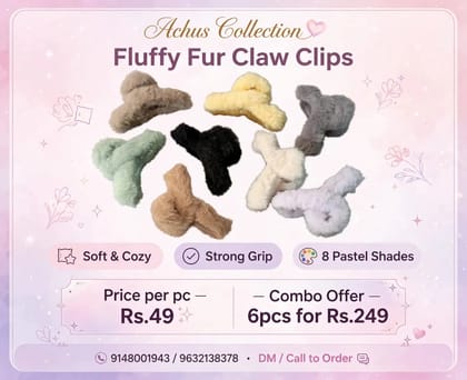 Fluffy Fur Claw Clips s 1 pcs Random Color