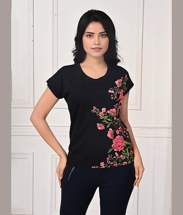 LYRA Women Cotton Printed Regular Fit Round Neck T-Shirt ( Red )
