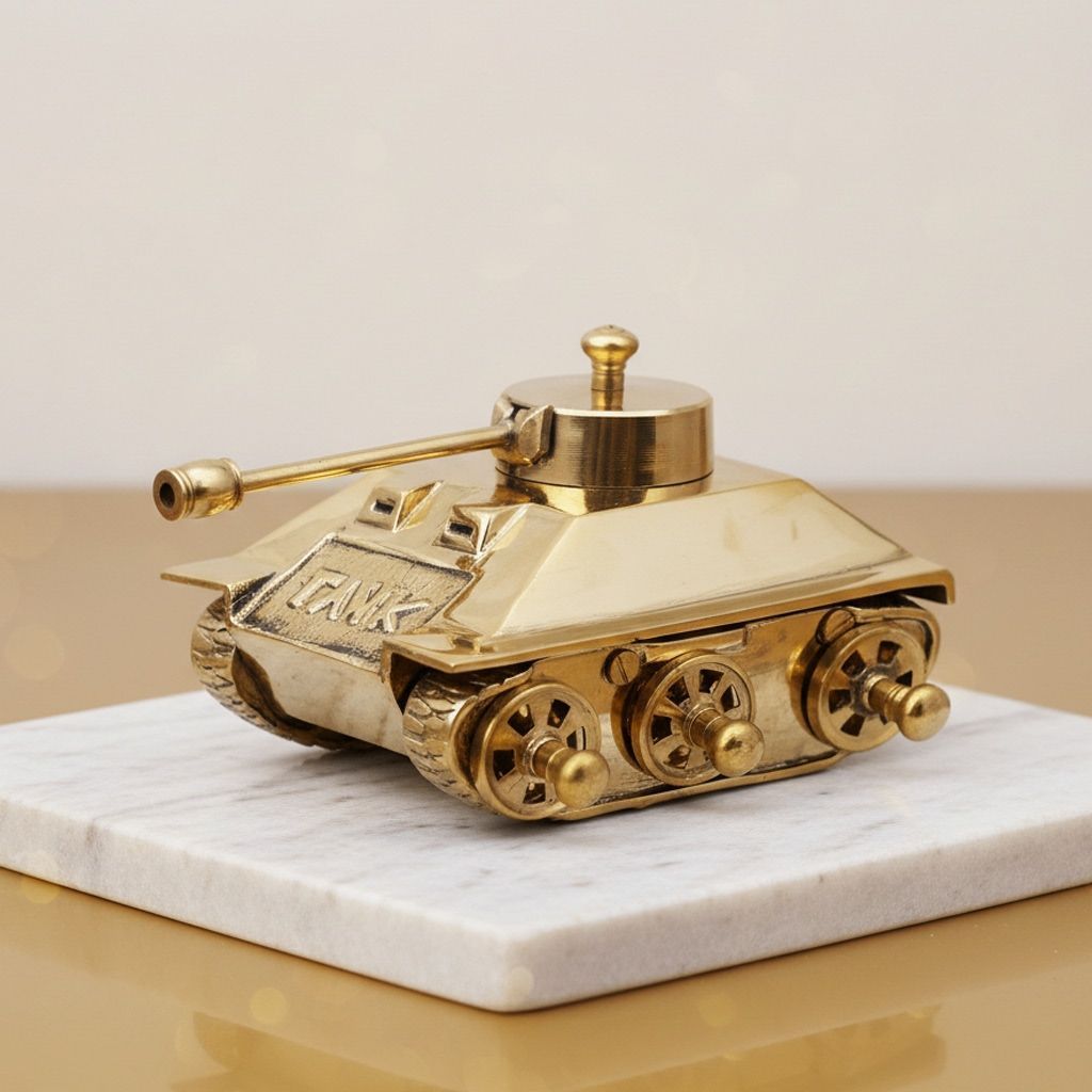 Brass Tank Decorative Toy | Indian Handcrafted Miniature, Height : 4 Inch (ZMAS329 D)