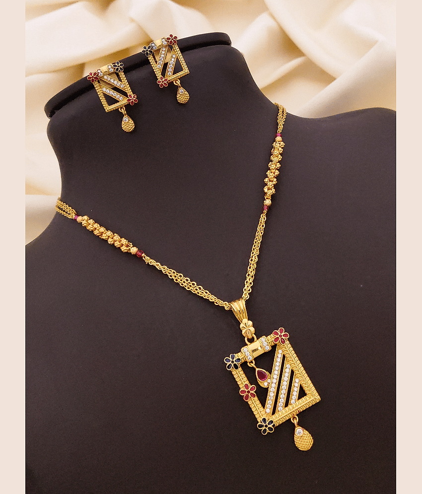 sakimo Gold Brass Necklace Set ( Pack of 1 )