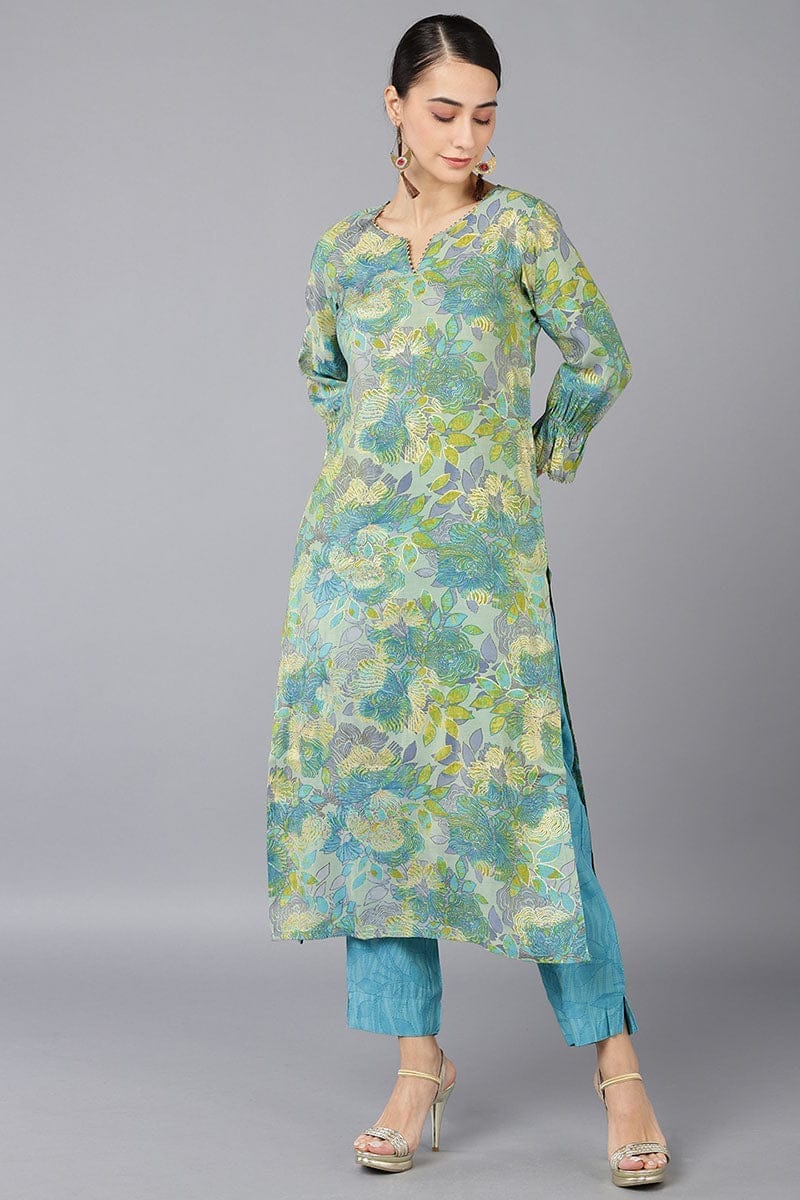 Green Poly Silk Straight Kurta VCK8668