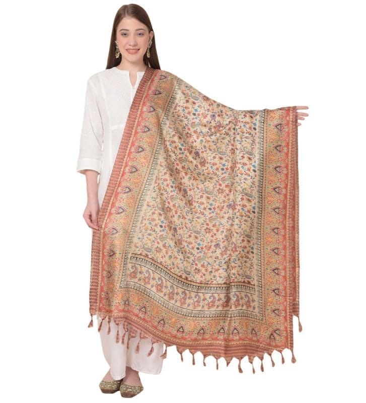 Women's Art Silk Printed Dupatta (Gold)-PID47042