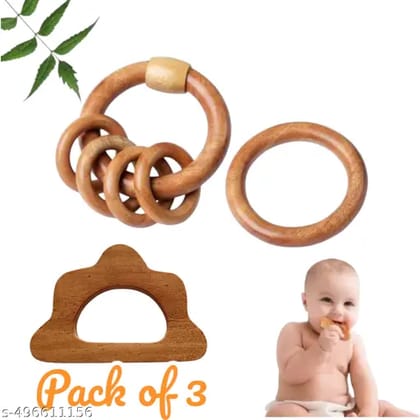 Organic Neem Wood Sensory Toy Rattle for Early Development