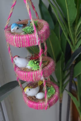 Decorative Bird Nest Wreath with Pink Jute Rope, White Birds, Green Succulents, Natural Twine, Spring Home Decor Decorative Bird Nest Wreath with Pink Jute Rope, White Birds, Green Succulents, Natural Twine, Spring Home Decor