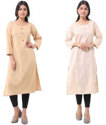 DESHBANDHU DBK - Multicolor Cotton Women's Straight Kurti ( Pack of 2 )
