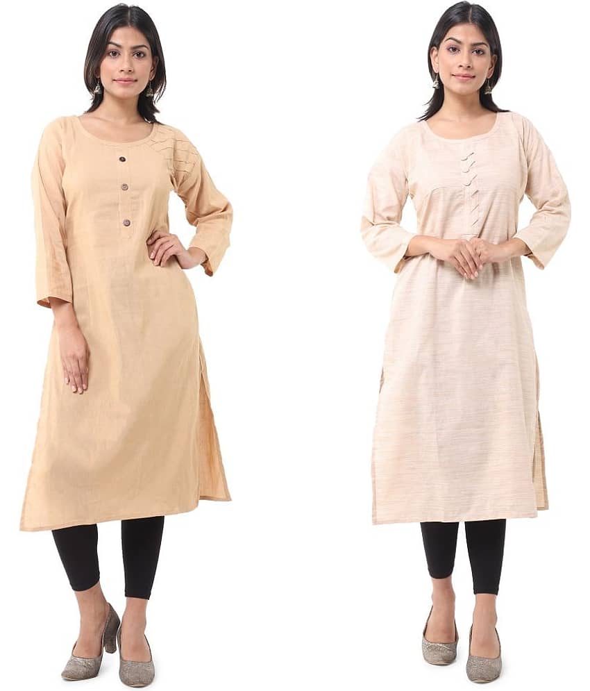 DESHBANDHU DBK - Multicolor Cotton Women's Straight Kurti ( Pack of 2 )
