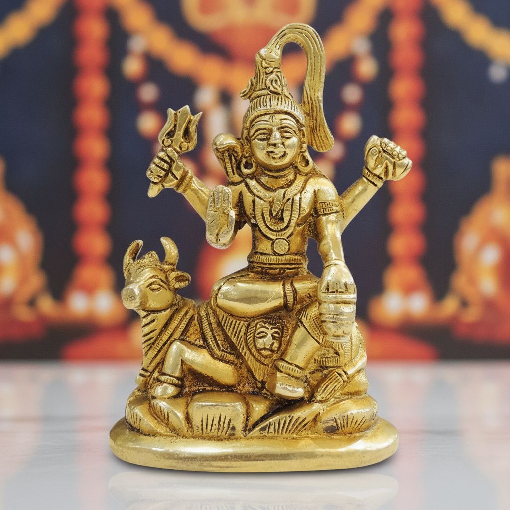 Brass Shiv Ji Idol Statue for Home Temple & Pooja, Height : 5.7 Inch (BSMAS1670 E)