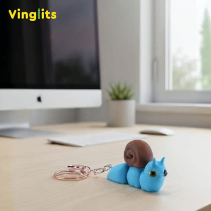 Vinglits Bugsy & Scaly 3D Printed Keychains – Articulated Animal Toys, Pocket-Friendly Keyrings, Stress Relief Desk Toys for Kids & Adults, Collectible Accessories (Snail - Slush, Medium)