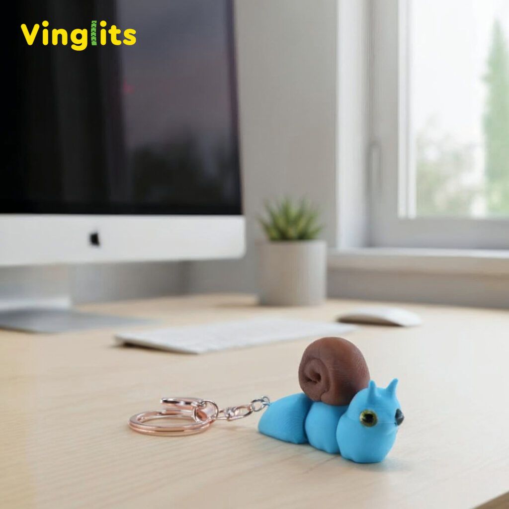 Vinglits Bugsy & Scaly 3D Printed Keychains – Articulated Animal Toys, Pocket-Friendly Keyrings, Stress Relief Desk Toys for Kids & Adults, Collectible Accessories (Snail - Slush, Medium)