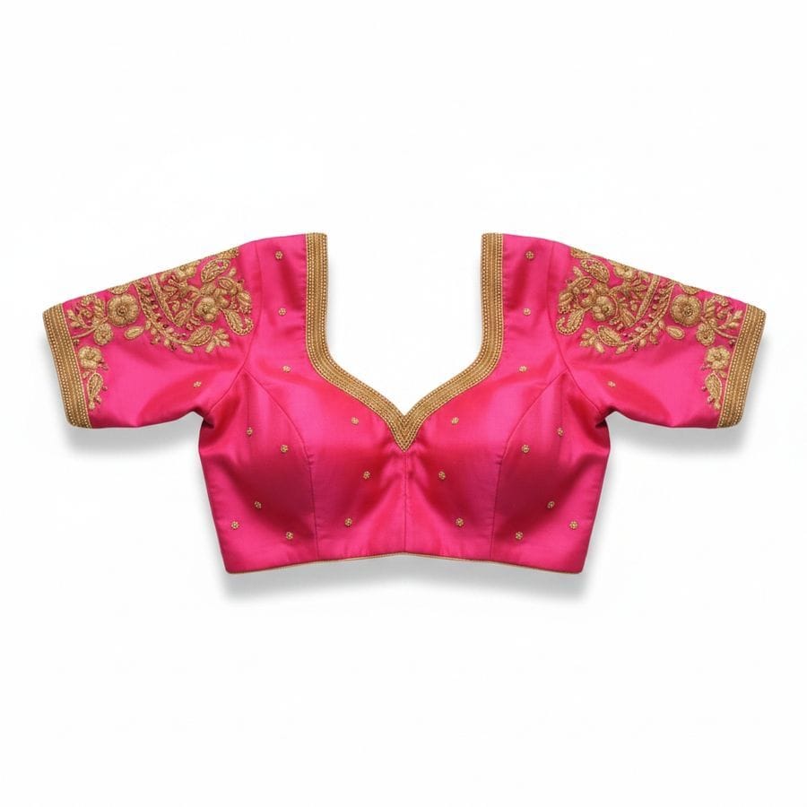 Pink Embroidered Silk Blouse
