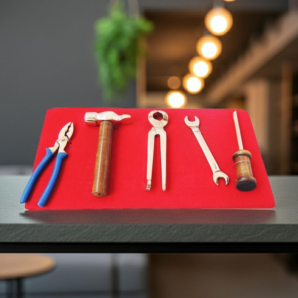 Brass Tool Kit Miniature | Kids Playing Mechanical Toy Set, Height : 0.05 Inch (ZMAS446 A)