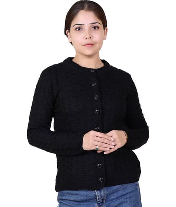 Varenyam Acrylic Black Buttoned Cardigans - Single
