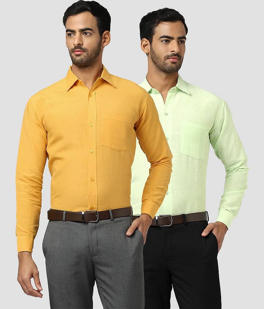 DESHBANDHU DBK 100% Cotton Regular Fit Solids Men's Casual Shirt - Multicolor ( Pack of 2 )
