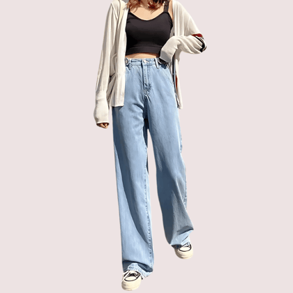 Women's Stylish High Waist Wide Leg Straight Jeans